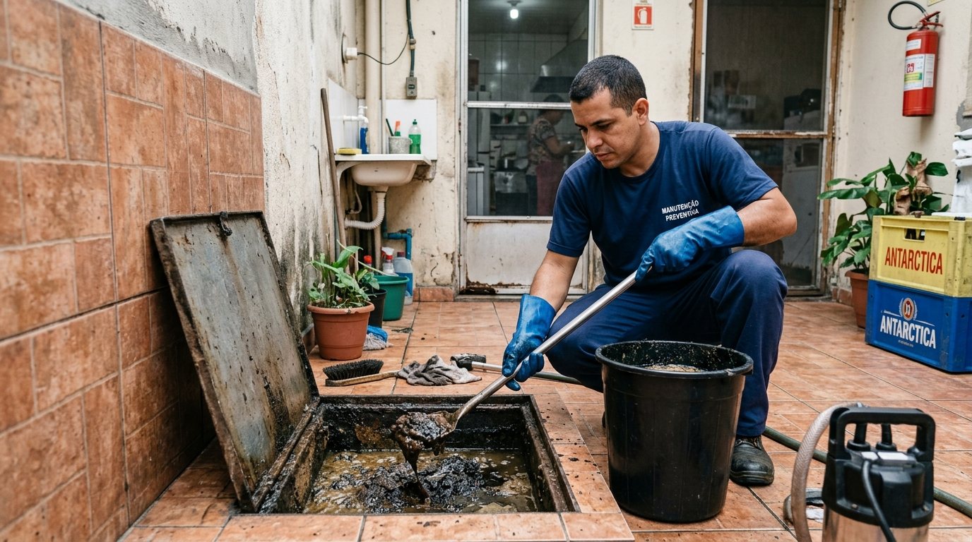 Limpeza de Caixa de Gordura com Equipe em Bauru‑SP